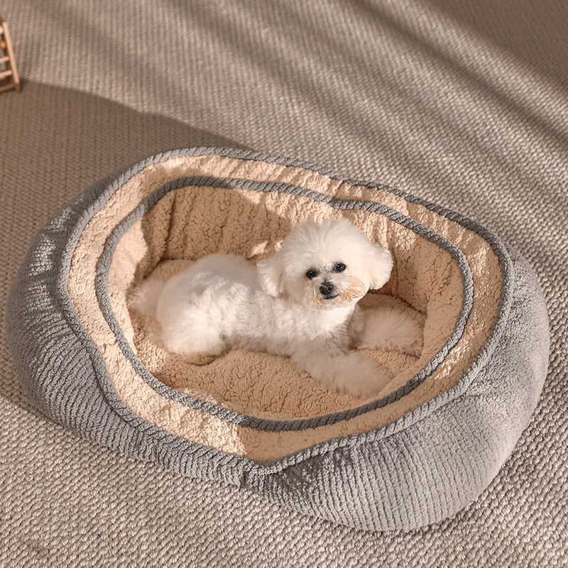 HKM-0741437 Kennel Four Seasons Dog Bed for Small to Medium Dogs - Gray Fabric Mat