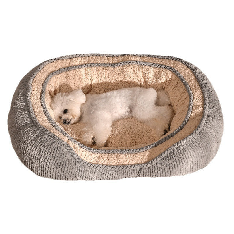 HKM-0741437 Kennel Four Seasons Dog Bed for Small to Medium Dogs - Gray Fabric Mat