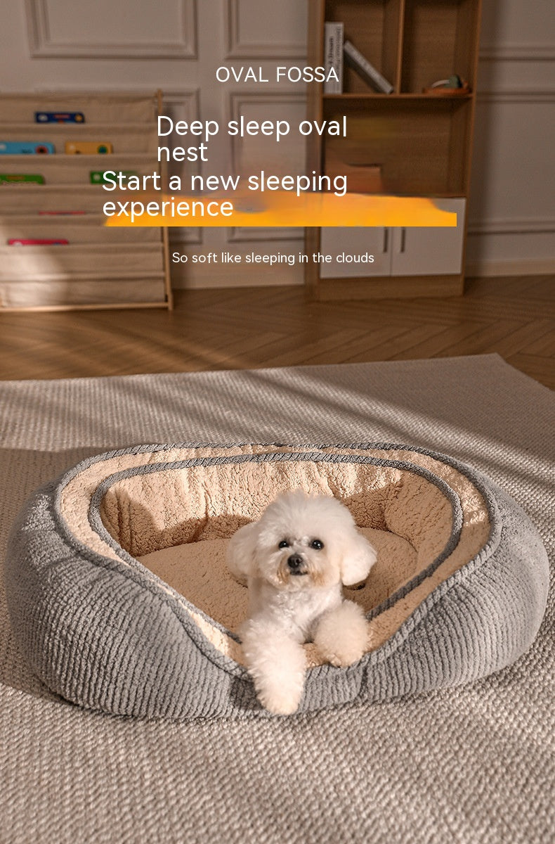 HKM-0741437 Kennel Four Seasons Dog Bed for Small to Medium Dogs - Gray Fabric Mat