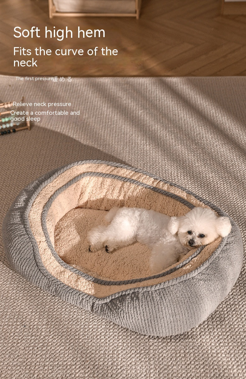 HKM-0741437 Kennel Four Seasons Dog Bed for Small to Medium Dogs - Gray Fabric Mat