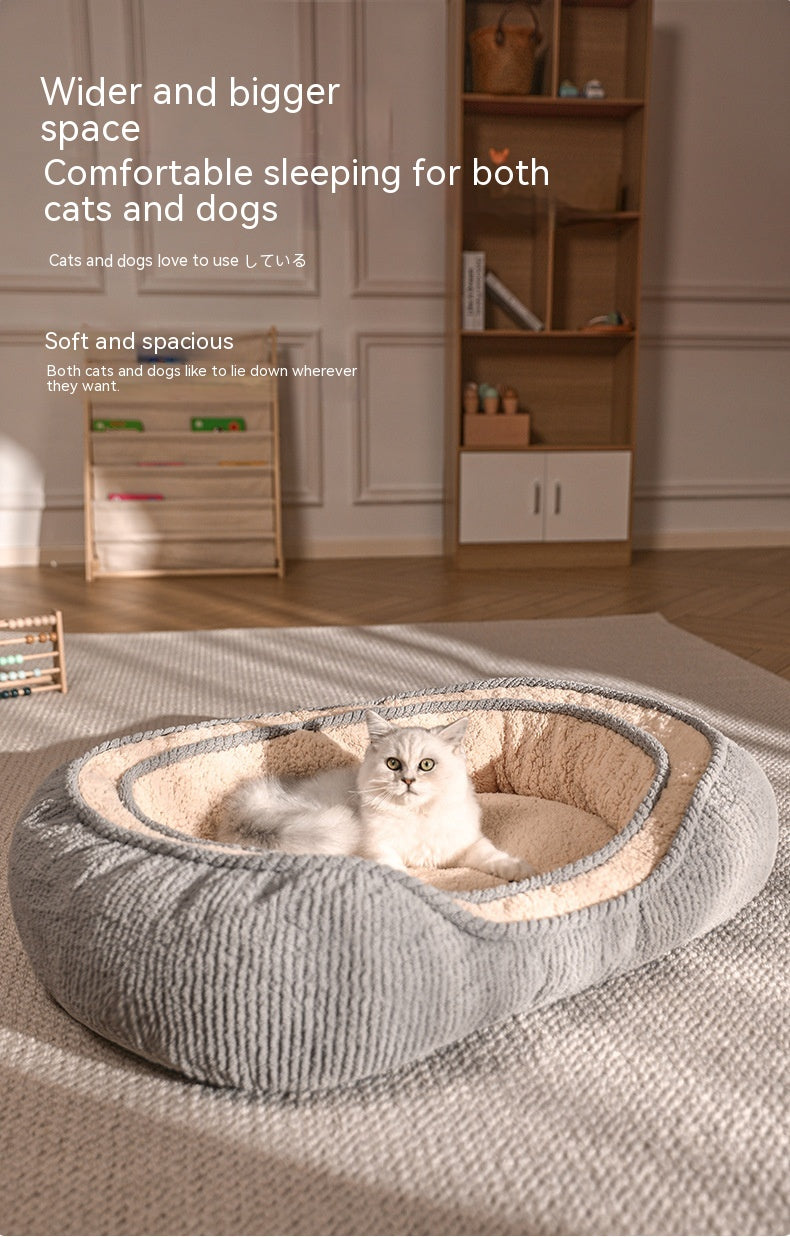 HKM-0741437 Kennel Four Seasons Dog Bed for Small to Medium Dogs - Gray Fabric Mat