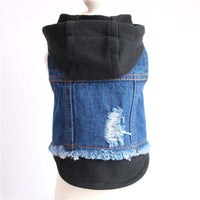 HKM-0741821 Stylish Denim Knitted Hooded Vest for Dogs in Black and Red