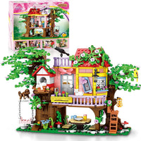 HKM-074195 Educational Building Block Set with 840 Pieces - Tree House, Animals, and Landscape Theme for Ages 5 & Up