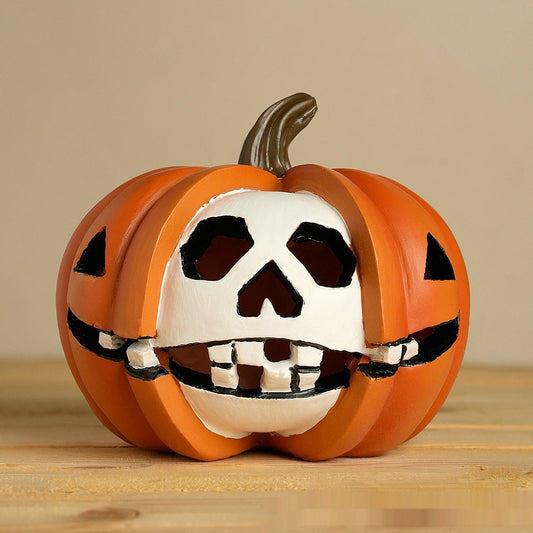 HKM-074195 Resin Pumpkin Skull Ornaments in Mixed Colors - European Style Decor