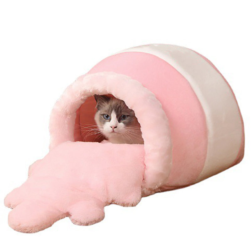 HKM-0743229 All-Season Warm Honey Pot Pet Bed - Soft Crystal Fabric with Double-Layer Insulation, Cozy Sponge Cotton Filling, Available in Multiple Colors