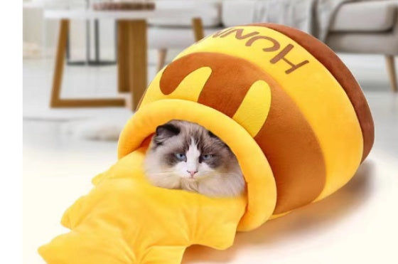 HKM-0743229 All-Season Warm Honey Pot Pet Bed - Soft Crystal Fabric with Double-Layer Insulation, Cozy Sponge Cotton Filling, Available in Multiple Colors
