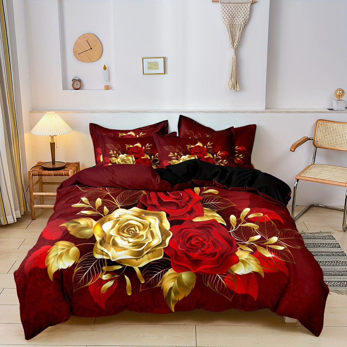 HKM-074387 Romantic Rose Gold Floral Print Down Quilt Cover - Multiple Sizes Available