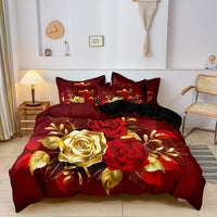 HKM-074387 Romantic Rose Gold Floral Print Down Quilt Cover - Multiple Sizes Available
