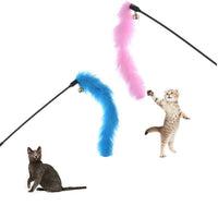 HKM-0743997 Funny Cat Toy Stick with Turkey Feather and Plastic, 27cm Long