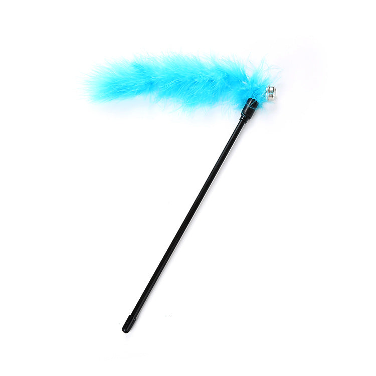 HKM-0743997 Funny Cat Toy Stick with Turkey Feather and Plastic, 27cm Long