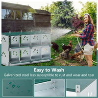 HKM-0744765 8 Compartment Wall-Mounted Chicken Nesting Box for Egg Laying, Metal Construction with Vented Holes