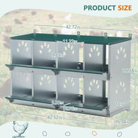 HKM-0744765 8 Compartment Wall-Mounted Chicken Nesting Box for Egg Laying, Metal Construction with Vented Holes
