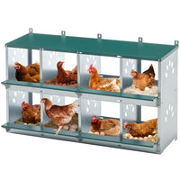 HKM-0744765 8 Compartment Wall-Mounted Chicken Nesting Box for Egg Laying, Metal Construction with Vented Holes