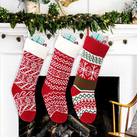 HKM-074515 Cozy Red and Green Wool Christmas Socks for Holiday Comfort
