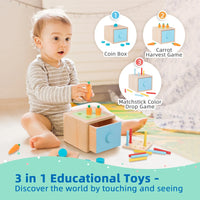 HKM-074515 Montessori Wooden Building Blocks and Hammer Pounding Toy Educational Play Set