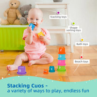 HKM-074515 Montessori Wooden Building Blocks and Hammer Pounding Toy Educational Play Set