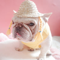 HKM-0745533 Double Braid Straw Hat for Dogs and Cats ¨C Bamboo & Rattan, Available in Yellow and Black