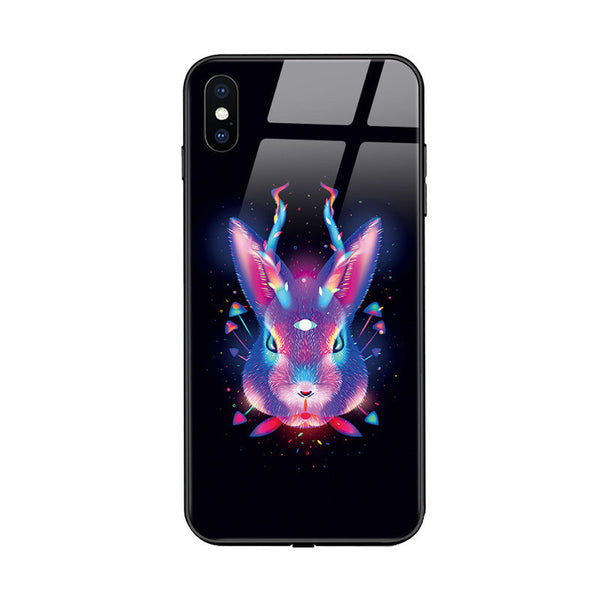 HKM-074643 Cartoon Animal Tempered Glass Phone Case Compatible with iPhone Models
