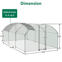 HKM-0746813 Large Metal Chicken Coop with Waterproof UV Cover, Walk-In Dome Shape Enclosed Chicken Run for Outdoor Use