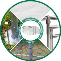 HKM-0746813 Large Metal Chicken Coop with Waterproof UV Cover, Walk-In Dome Shape Enclosed Chicken Run for Outdoor Use