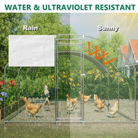 HKM-0746813 Large Metal Chicken Coop with Waterproof UV Cover, Walk-In Dome Shape Enclosed Chicken Run for Outdoor Use
