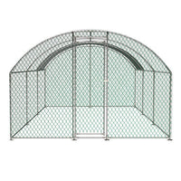 HKM-0746813 Large Metal Chicken Coop with Waterproof UV Cover, Walk-In Dome Shape Enclosed Chicken Run for Outdoor Use