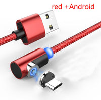 HKM-074771 Nylon Braided 90-Degree Magnetic Charging Cable for Mobile Devices - Fast 2A Current, Dust-Plug Design, 1m & 2m Lengths
