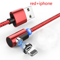 HKM-074771 Nylon Braided 90-Degree Magnetic Charging Cable for Mobile Devices - Fast 2A Current, Dust-Plug Design, 1m & 2m Lengths