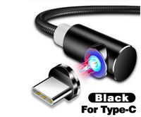 HKM-074771 Nylon Braided 90-Degree Magnetic Charging Cable for Mobile Devices - Fast 2A Current, Dust-Plug Design, 1m & 2m Lengths