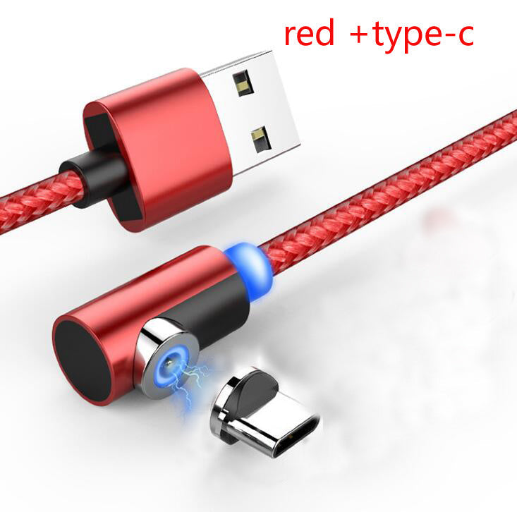 HKM-074771 Nylon Braided 90-Degree Magnetic Charging Cable for Mobile Devices - Fast 2A Current, Dust-Plug Design, 1m & 2m Lengths