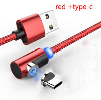HKM-074771 Nylon Braided 90-Degree Magnetic Charging Cable for Mobile Devices - Fast 2A Current, Dust-Plug Design, 1m & 2m Lengths