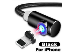 HKM-074771 Nylon Braided 90-Degree Magnetic Charging Cable for Mobile Devices - Fast 2A Current, Dust-Plug Design, 1m & 2m Lengths