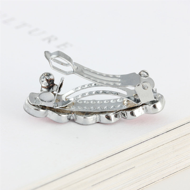 HKM-0747965 Cute Rhinestone Alloy Heart Barrette for Dogs in White, Pink, and Blue - 3CM Ornament