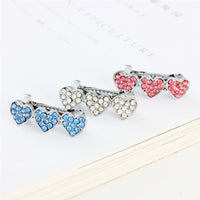 HKM-0747965 Cute Rhinestone Alloy Heart Barrette for Dogs in White, Pink, and Blue - 3CM Ornament