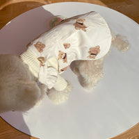 HKM-0749501 Cute Bear Suspender Skirt for Bichon and Teddy Dogs - Milky White & Black Options Available
