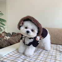 HKM-0749501 Cute Bear Suspender Skirt for Bichon and Teddy Dogs - Milky White & Black Options Available