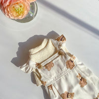 HKM-0749501 Cute Bear Suspender Skirt for Bichon and Teddy Dogs - Milky White & Black Options Available