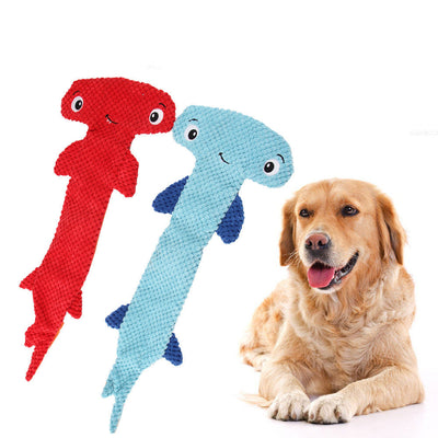 HKM-0749757 Hammerhead Shark Shaped Dog Toy - Sound Making Polyester Pet Accessory