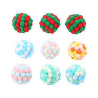 HKM-0750525 Colorful Plush Cat Toy Ball with Sound – Multi-Color Rainbow Design
