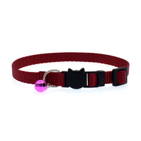 HKM-0750909 Nylon Solid Color Cat Bell Collar - Adjustable, Lightweight, 20-34cm Neck Size in Various Colors
