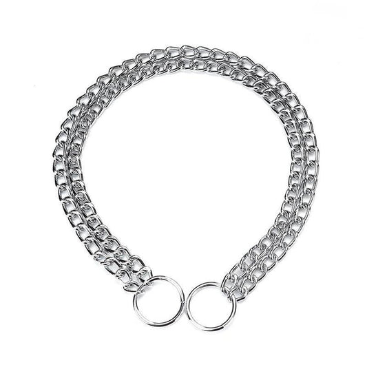 HKM-075091 Double-Row Chrome-Plated Iron Dog Collar ¨C Available in Various Sizes