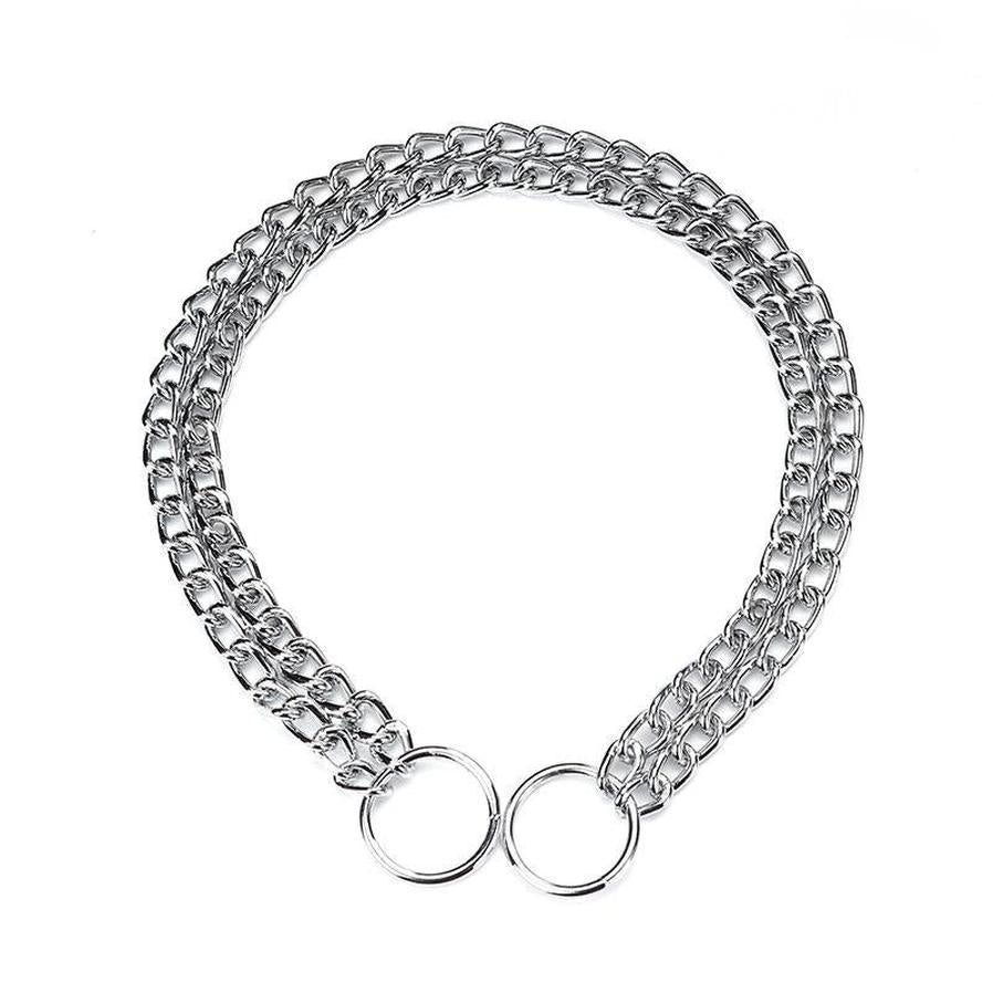 HKM-075091 Double-Row Chrome-Plated Iron Dog Collar ¨C Available in Various Sizes