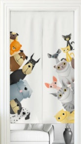 HKM-075091 Elegant Polyester Fabric Door Curtain - Soft, Durable, Versatile Home Décor