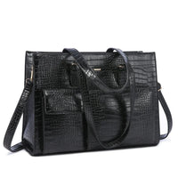 HKM-075091 Waterproof Leather Laptop Tote Bag for Women, Fits 15.6in Devices, Stylish Work Briefcase