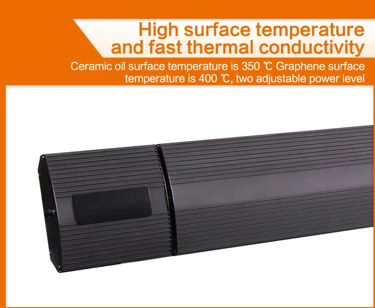 HKM-075155 Wall Mounted Electric Infrared Heater with Remote Control - 1500W Graphene Heating Tube, 220V, Outdoor Use