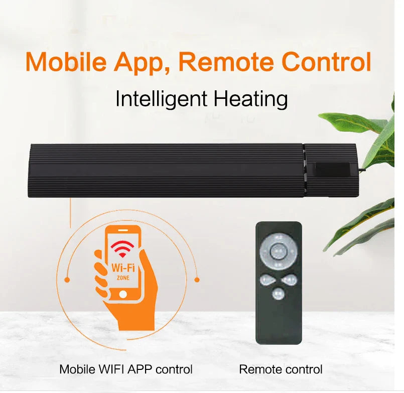 HKM-075155 Wall Mounted Electric Infrared Heater with Remote Control - 1500W Graphene Heating Tube, 220V, Outdoor Use