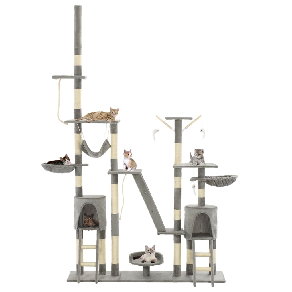 HKM-0752189 Luxury Cat Tree with Sisal Scratching Posts and Cozy Hiding Houses, 230-250 cm