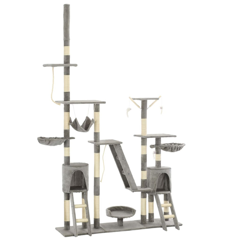 HKM-0752189 Luxury Cat Tree with Sisal Scratching Posts and Cozy Hiding Houses, 230-250 cm