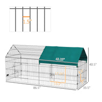 HKM-0752573 87" Green Small Animal Playpen with Roof for Indoor/Outdoor Use - Ideal for Rabbits, Chickens, and Chinchillas