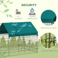 HKM-0752573 87" Green Small Animal Playpen with Roof for Indoor/Outdoor Use - Ideal for Rabbits, Chickens, and Chinchillas
